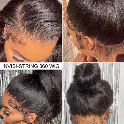 4C Edge Kinky Straight  360 HD Invisible Lace Frontal  Human Hair Wig With Super Natural Hairline