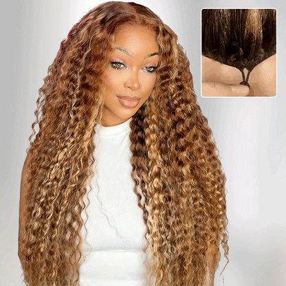 Pull & Go Glueless Wig 13x6 Highlight 4/27 Color Deep Wave Invisible Knots Natural Hairline