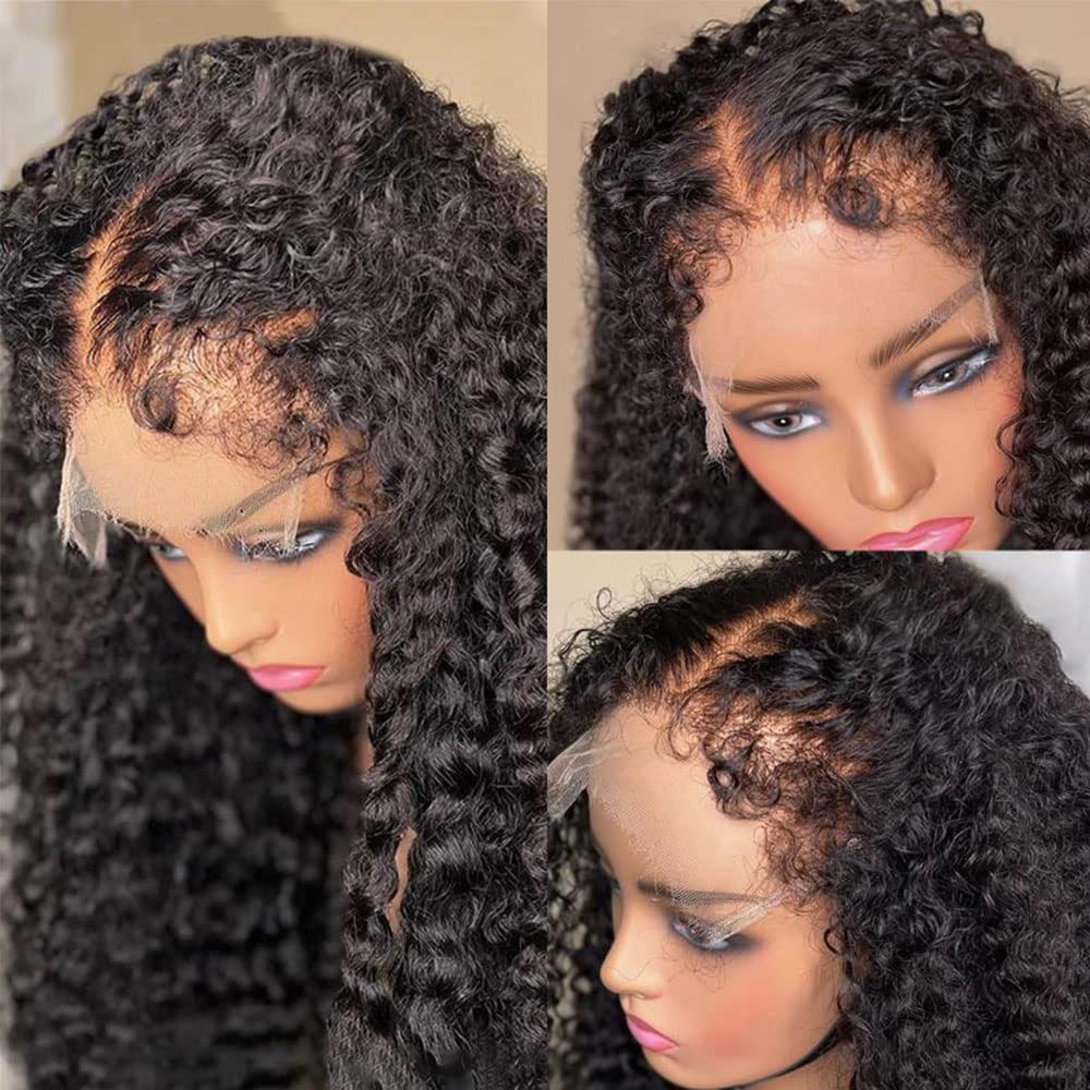 Hair 4C Curly Edge 360 HD Lace Frontal Wig Invisible Strap Bleached Knots Pre Cut Lace Glueless