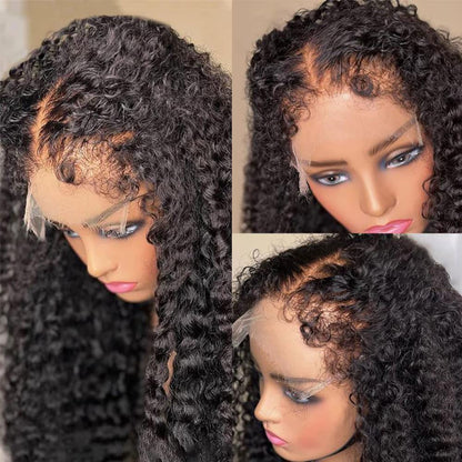 Hair 4C Curly Edge 360 HD Lace Frontal Wig Invisible Strap Bleached Knots Pre Cut Lace Glueless
