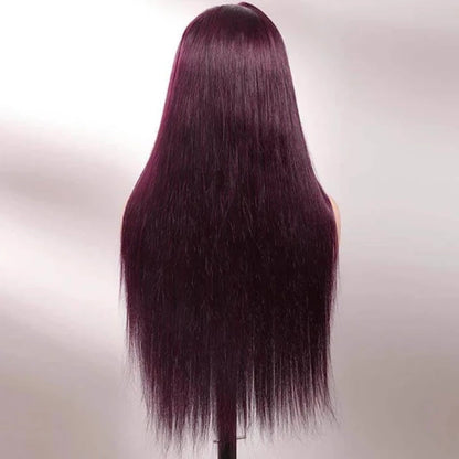 Black Cherry Dark Purple Sugar Plum  Straight 13x6 HD Lace Front Wigs Human Hair Wigs