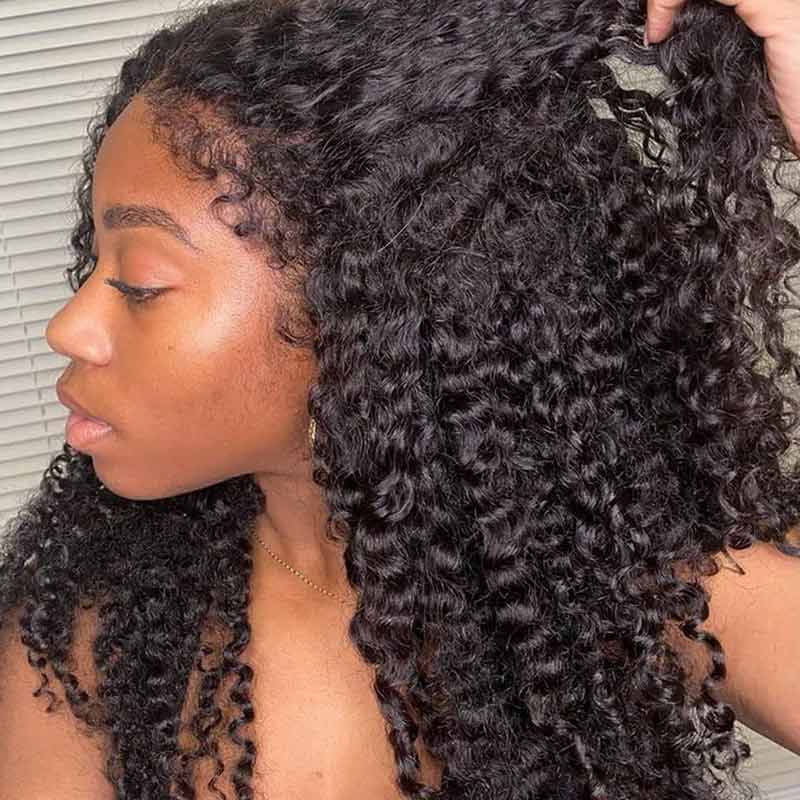 Hair 4C Curly Edge 360 HD Lace Frontal Wig Invisible Strap Bleached Knots Pre Cut Lace Glueless